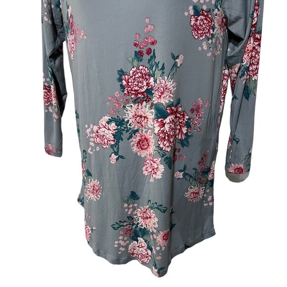 FLORA NIKROOZ WOMENS SIZE MEDIUM JADE SLEEP SHIRT NIGHTGOWN FLORAL PRINT GRAY - Picture 6 of 12